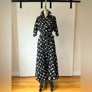 VINTAGE KAREN ALEXANDER • POLKA DOT / BELTED / COTTON VOILE • PRISTINE!